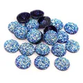 Cabochon rotondi in resina druzy blu e neri per creazione di gioielli fai-da-te - 8mm (0.13g/pz) / Texture Nera Iridescente