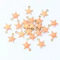 Bulk light orange enamel star pendants with gold finish for DIY jewelry making - Orange