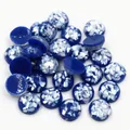 Cabochon in resina blu scuro da 8-12 mm con scaglie di conchiglia per gioielli DIY - 8mm / Blu