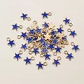 Blaue Sternanhänger aus Emaille mit goldener Metallbasis für DIY-Schmuckherstellung - Königsblau