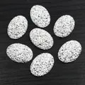 Pierres ovales en résine pailletée argentée pour la création de bijoux DIY et accessoires - Argent (T3-25)
