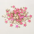 Pink enamel star pendants with gold plated edges for DIY jewelry making and crafting - Bright Pink