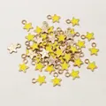 Star-shaped alloy charms with yellow enamel finish and golden metal base for DIY jewelry - Bright Yellow