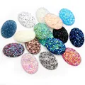 Lot de cabochons ovales 18x25mm en résine druzy scintillante pour création de bijoux - Couleurs Mélangées