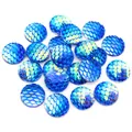Blue gradient mermaid scale resin cabochon for DIY jewelry and crafts flatback decor - 8mm / Blue