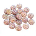 Rosa Druzy Cabochon Perlen aus Harz mit Regenbogen AB Glitzer für DIY Schmuckherstellung - 8mm / Pfirsichrosa AB (Stil 30)