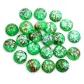 Green resin cabochon with gold foil and iridescent sequins for DIY jewelry making - Green Gold Foil with Iridescent Flakes