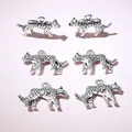 Set van zes 3D zilveren luipaard hangers van legering voor DIY sieraden maken - Antiek Zilver
