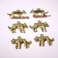 3D luipaard hangers van goudkleurige legering voor DIY sieraden maken, set van 6 stuks - Antiek Goud