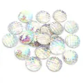 Holographic round resin fish scale cabochons for DIY jewelry making accessories - 8mm / Clear