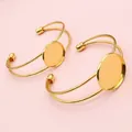 Gouden ijzeren armband basis voor DIY sieraden met ronde platte bezel instellingen - 20mm / Goud