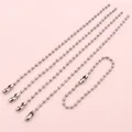 Catena a sfere in ferro argento 2mm con connettori per etichette e gioielli, lunga 11cm - Bianco K/Argento