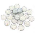 Runde 12mm Harz-Cabochons mit weißem irisierendem Holografie-Glitzer für DIY-Schmuck - Weiß Irisierend (Stil 14)