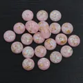 Flatback resin cabochons with gold foil and pink opal glitter for DIY jewelry - 8mm / Iridescent Light Pink with Gold Foil