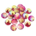 Irisierende rosa-goldene Harz-Cabochons mit Fischschuppen-Muster für DIY-Schmuck - Fuchsia