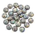 Dark grey resin cabochon with colorful laser glitter and gold foil for DIY jewelry - Dark Gray Gold Foil with Iridescent Flakes