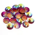 Irisierende Meerjungfrauen Fischschuppen Cabochons für DIY Schmuckherstellung - Fuchsie