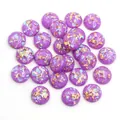 Purple resin cabochon with gold foil and iridescent glitter for DIY jewelry - 8mm / Purple Gold Foil with Iridescent Flakes