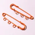 Orange safety pin charm with three hanging rings for DIY jewelry accessories and crafts - Three-Layer Style / Orange