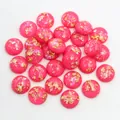 Sparkling semi-transparent pink resin cabochons with gold foil flakes for DIY jewelry - 8mm / Translucent Pink with Gold Foil