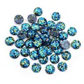 Makroaufnahme von blau-goldenen Glitzer-Cabochons aus Harz für DIY-Schmuck - US 8 / Blau Gold (29)