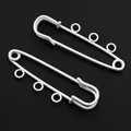 White coated metal safety pins with three hanging loops for DIY jewelry making - Three-Layer Style / White