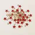 Star-shaped alloy pendant with vibrant red enamel and gold-plated finish for DIY crafts - Red