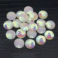 Irisierende weiße 10mm runde Fischschuppen-Harz-Cabochons für DIY-Schmuckherstellung - Weiß