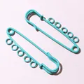 Turquoise spray painted iron safety pins with 5 loops for DIY jewelry making - Five-Layer Style / Cyan Blue