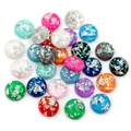 Colorful round resin dome gems with silver foil flakes for handmade jewelry making - Random Mixed With Silver Foil