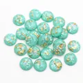 8-12mm mint green resin cabochon with gold foil and iridescent glitter for DIY jewelry - Mint Green Gold Foil with Iridescent Flakes