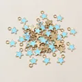 Sternförmige hellblaue Emaille-Anhänger mit goldenem Metallrand für DIY-Schmuck - Hellblau