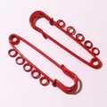Red coated metal safety pin with 5 loops for DIY jewelry pendants and clothing decor - Five-Layer Style / Red