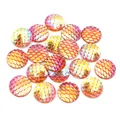 Runde Harz-Fischschuppen-Cabochons mit pink-orange-gelbem irisierendem Farbverlauf - Wassermelonenrot