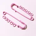 Pink metal safety pins with five loops for DIY jewelry making and charms decoration - Five-Layer Style / Pink