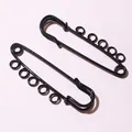 Black painted safety pin with five loops for DIY jewelry and brooch making projects - Five-Layer Style / Black