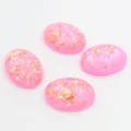 Rosa Oval-Harz-Cabochons mit Goldfolie und irisierendem Glitter für DIY-Schmuckherstellung - Zartrosa Goldfolien-Stil (V6-16)