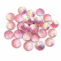 Rosa-lila Fischschuppen-Resin-Cabochons mit Farbverlauf für DIY-Schmuckherstellung - Rosa