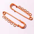 Pair of bright orange safety pins with 5 loops for DIY jewelry making and crafts - Five-Layer Style / Bright Orange
