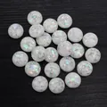 White round resin cabochon with silver foil inlay for jewelry making and DIY crafts - Milk White with Iridescent Flakes