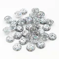 Ronde 10 mm zilveren holografische glitterhars cabochons voor het maken van sieraden - US 8 / Holografisch Zilver (3)