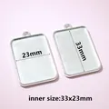Silver rectangular pendant tray with 33x23mm inner size for DIY jewelry making - C7-34 Rectangular Metal Bezel Base (33x23mm)
