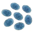 Cabochons ovales en résine bleue avec texture cristal scintillante pour bijoux - Bleu (T3-22)