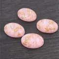 Rosa ovale Resin-Cabochons mit Goldfolie und Opalglanz für DIY-Schmuckherstellung - Hellrosa Irisierender Stil (V6-22)