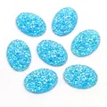 Cabochons ovales en résine bleu clair avec paillettes pour création de bijoux - Bleu Clair (T4-19)