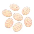 Lot de 7 cabochons ovales en résine druzy 18x25mm, couleur champagne rose et pailleté - Rose Champagne (T4-21)