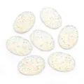 Cabochon ovale en résine druzy blanc iridescent avec texture pailletée pour bijoux - Blanc Perlé (T4-22)