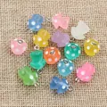 Colorful resin mushroom pendants with white polka dots for DIY jewelry making - Small Mushroom Style (AG3-18)