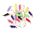 Colorful lightning bolt alloy charms with enamel finish for DIY jewelry making - Random Mixed
