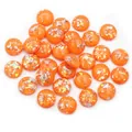 8-12mm orange round resin cabochon with silver foil and laser flakes for DIY jewelry - Orange Silver Foil with Iridescent Flakes